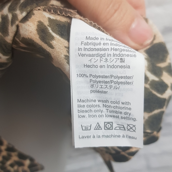 J.Crew Factory Animal Print Neck Tie Business Career Blouse - Picture 7 of 10